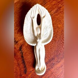 Vintage carved Angel Goddess pin brooch